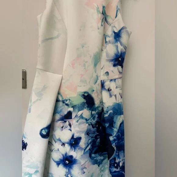 Floral Sleeveless Dress in Blue and White - Picture 4 of 10